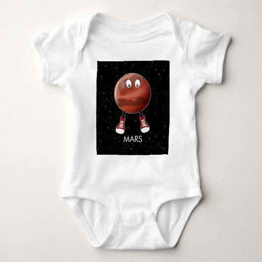 Planet Mars und Sterne Baby Strampler (Vorderseite)