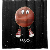 Planet Mars und Sterne Duschvorhang (Vorderseite)
