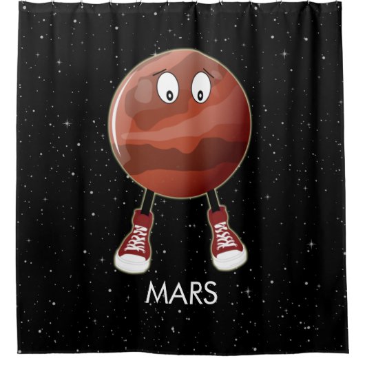 Planet Mars und Sterne Duschvorhang (Vorderseite)
