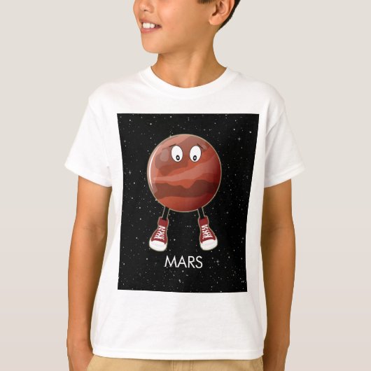 Planet Mars und Sterne T-Shirt (Vorderseite)