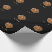 Planet Mars: Vollorange auf schwarzem Schleifpapie Geschenkpapier (Ecke)