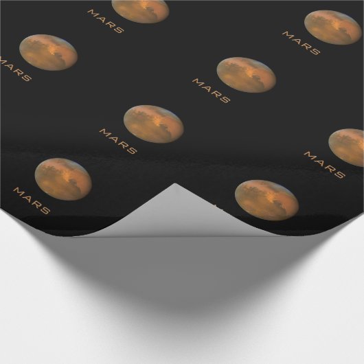 Planet Mars: Vollorange auf schwarzem Schleifpapie Geschenkpapier (Ecke)