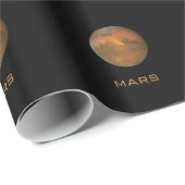 Planet Mars: Vollorange auf schwarzem Schleifpapie Geschenkpapier (Rolleneckpunkt)