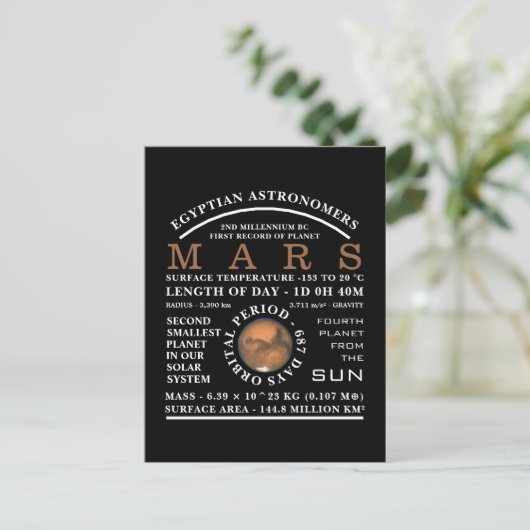Planet-MarsDetaillierte Astronomie Postkarte (Stehend Vorderseite)
