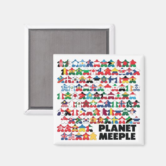 Planet Meeple, Black Text Square Magnet (Vorderseite/Rückseite)