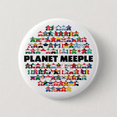 Planet Meeple, schwarzer Text-Button Button (Vorderseite)