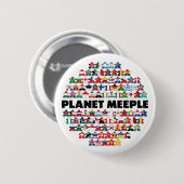 Planet Meeple, schwarzer Text-Button Button (Vorne & Hinten)