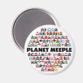Planet Meeple, Schwarzer Text, Rundmagnet Magnet (Vorderseite/Rückseite)