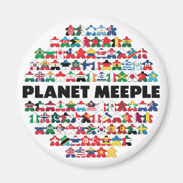 Planet Meeple, Schwarzer Text, Rundmagnet Magnet