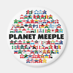 Planet Meeple, Schwarzer Text, Rundmagnet Magnet