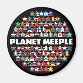 Planet Meeple, weißer Text, Rundmagnet Magnet