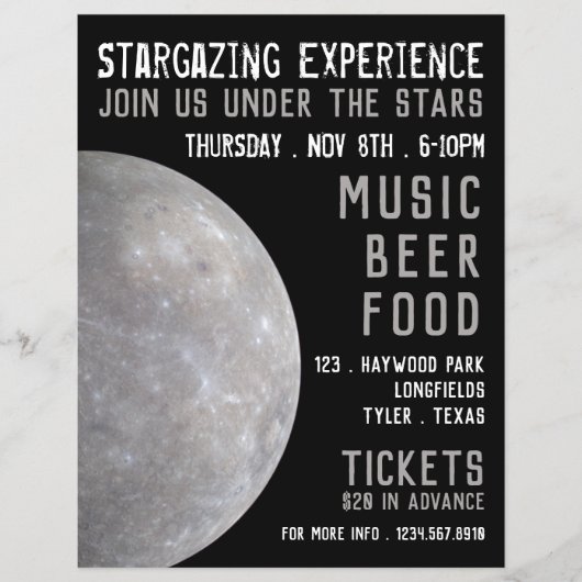 Planet-Merkur, Planetarium-Eventwerbung Flyer (Vorne)