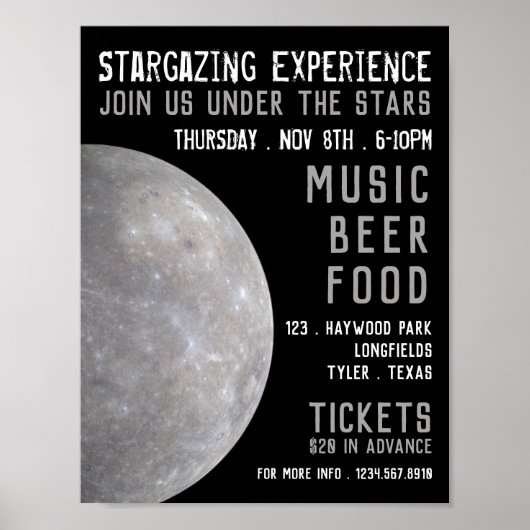 Planet-Merkur, Planetarium-Eventwerbung Poster (Vorne)
