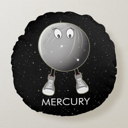 Planet Merkur & Stars Rundes Kissen (Vorderseite)