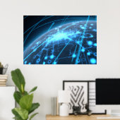 Planet mit beleuchtetem Netz und leichten Wegen Poster (Heimbüro)