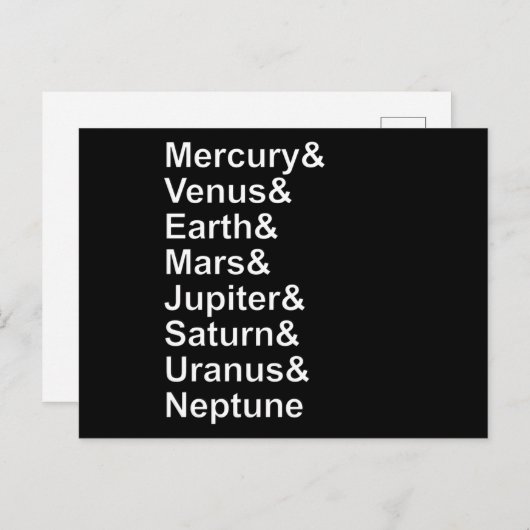 Planet Names Ampersand - Solar System Planets Postkarte (Vorne/Hinten)