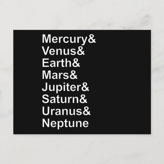 Planet Names Ampersand - Solar System Planets Postkarte (Vorderseite)