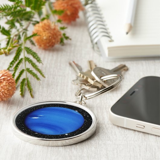 PLANET NEPTUN V.3 mit Stern-Hintergrund ~ Schlüsselanhänger (Seite)