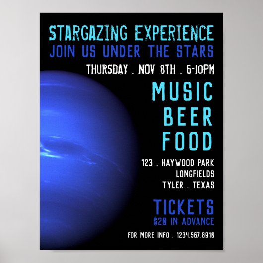 Planet Neptune, Planetarium-Eventwerbung Poster (Vorne)