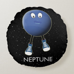 Planet Neptune & Stars Rundes Kissen