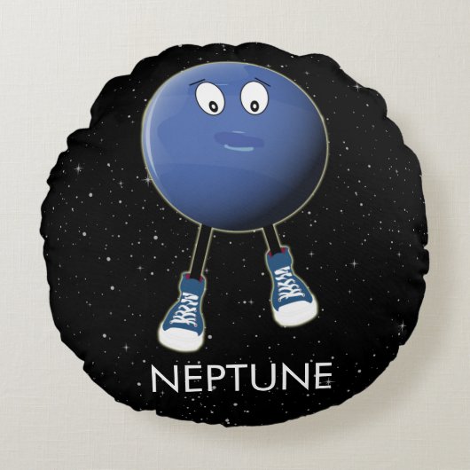 Planet Neptune & Stars Rundes Kissen (Vorderseite)