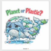 Planet oder Plastik? Rette den Ozean-Wal. Aufkleber (Blatt)