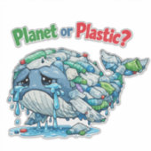 Planet oder Plastik? Rette den Ozean-Wal. Aufkleber (Vorderseite)
