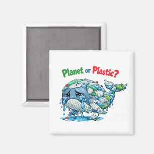 Planet oder Plastik? Rette den Ozean-Wal. Magnet