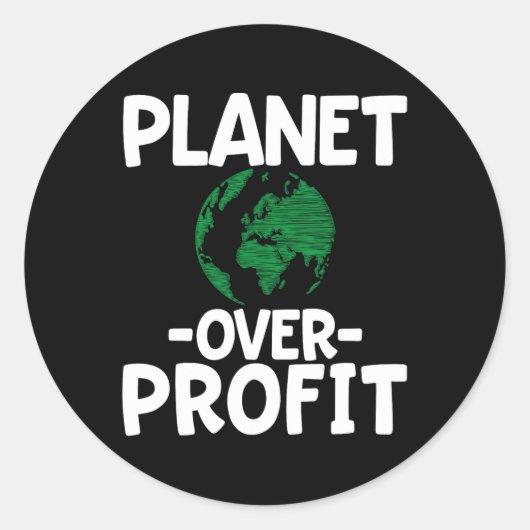 Planet-over-Profit Runder Aufkleber (Vorderseite)