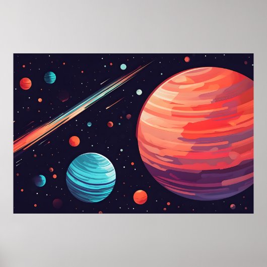 Planet Party - Ein lebendiges Weltraumkunstposter Poster (Vorne)