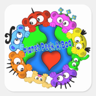 Planet PEEKABOO "Logo-Entwurf " Quadratischer Aufkleber