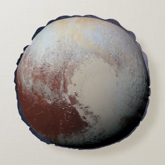 Planet Pluto Rundes Kissen (Vorderseite)