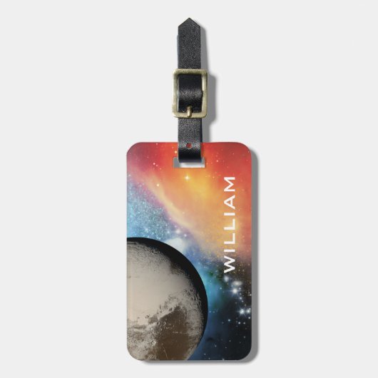 Planet Pluto Solar System Space Galaxy Blue Gepäckanhänger (Vorderseite vertikal)