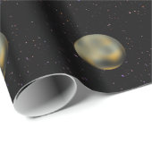 Planet Pluto Starry Sky Wrapping Paper Geschenkpapier (Rolleneckpunkt)