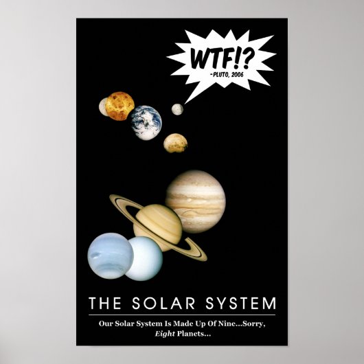 Planet Pluto WTF!? Funny Solar System Class Poster (Vorne)