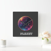 Planet Quadratische Wanduhr (Zuhause)