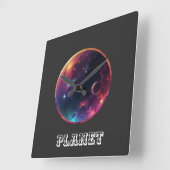 Planet Quadratische Wanduhr (Winkel)