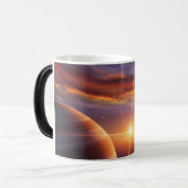 Planet Rings Sunset Cosmic Space Art Verwandlungstasse (Vorderseite Links)