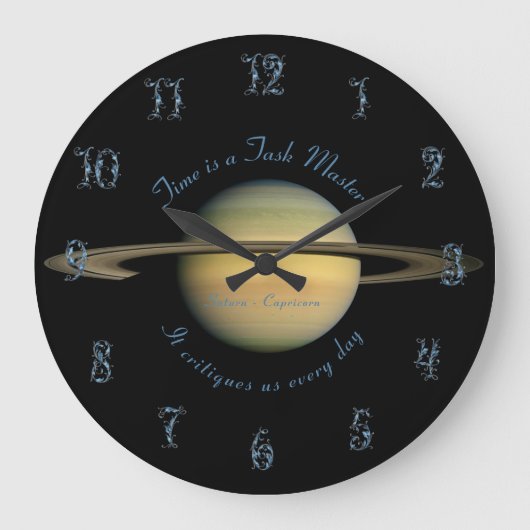 Planet Saturn Astronomie Capricorn New Age Große Wanduhr (Vorderseite)