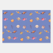 Planet Saturn Farbblau und Schwarz Geschenkpapier Set (Vorderseite 3)