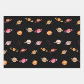 Planet Saturn Farbblau und Schwarz Geschenkpapier Set (Vorderseite 2)