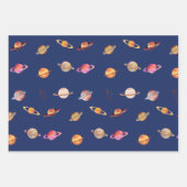 Planet Saturn Farbblau und Schwarz Geschenkpapier Set (Vorderseite)