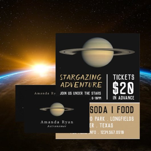 Planet Saturn, Planetarium Eventwerbung Flyer
