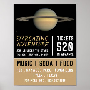 Planet Saturn, Planetarium Eventwerbung Poster