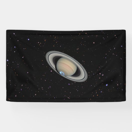 Planet Saturn Starry Sky Banner (Horizontal)