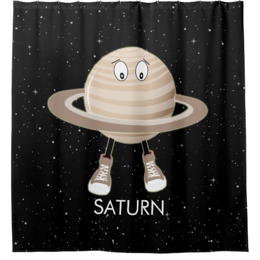 Planet Saturn und Sterne Duschvorhang (Vorderseite)