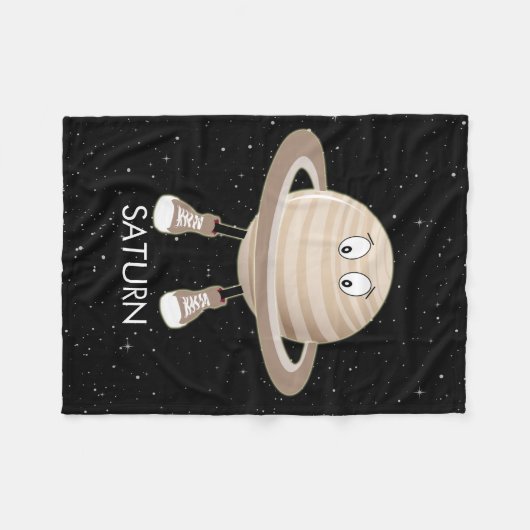 Planet Saturn und Sterne Fleecedecke (Vorderseite (Horizontal))