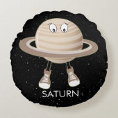 Planet Saturn und Sterne Rundes Kissen (Vorderseite)