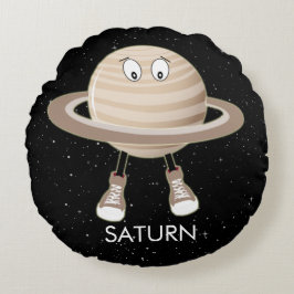 Planet Saturn und Sterne Rundes Kissen