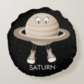 Planet Saturn und Sterne Rundes Kissen (Rückseite)